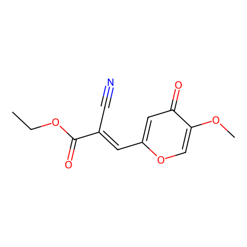 ethyl (E)-2-cyano-3-(5-methoxy-4-oxopyran-2-yl)prop-2-enoate structure