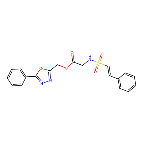 (5-Phenyl-1,3,4-oxadiazol-2-yl)methyl 2-(2-phenylethenesulfonamido)acetate structure