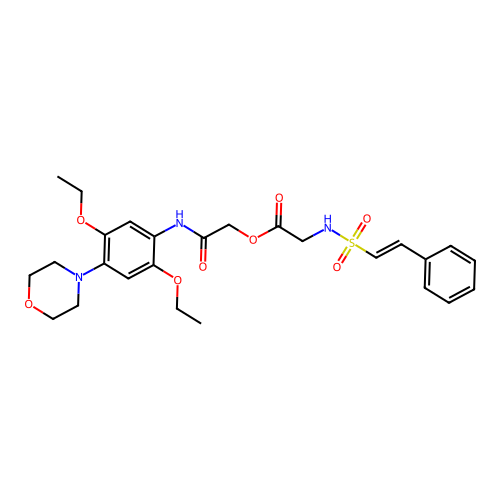 [2-(2,5-diethoxy-4-morpholin-4-ylanilino)-2-oxoethyl] 2-[[(E)-2-phenylethenyl]sulfonylamino]acetate structure