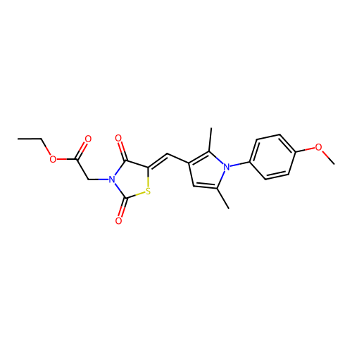 (Z)-ethyl 2-(5-((1-(4-methoxyphenyl)-2,5-dimethyl-1H-pyrrol-3-yl)methylene)-2,4-dioxothiazolidin-3-yl)acetate structure