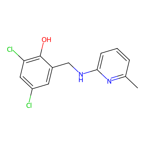 2,4-Dichloro-6-(((6-methylpyridin-2-yl)amino)methyl)phenol structure