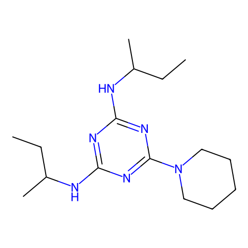 2-N,4-N-di(butan-2-yl)-6-piperidin-1-yl-1,3,5-triazine-2,4-diamine structure