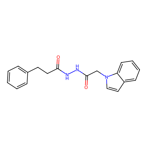 N'-(1H-indol-1-ylacetyl)-3-phenylpropanehydrazide structure