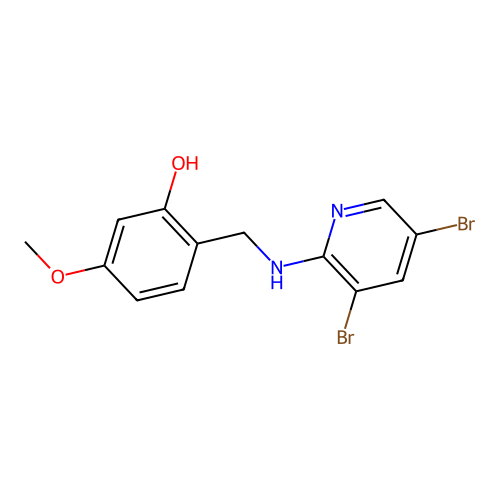 2-(((3,5-Dibromopyridin-2-yl)amino)methyl)-5-methoxyphenol structure