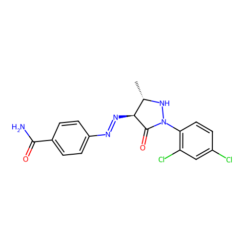 4-((4-(Aminocarbonyl)phenyl)azo)-1-(2,4-dichlorophenyl)-3-methyl-5-pyrazolone structure