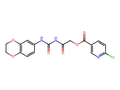 [2-(2,3-dihydro-1,4-benzodioxin-6-ylcarbamoylamino)-2-oxoethyl] 6-chloropyridine-3-carboxylate structure
