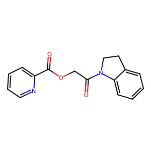 2-(2,3-dihydro-1H-indol-1-yl)-2-oxoethyl pyridine-2-carboxylate structure
