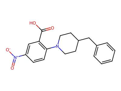 2-(4-Benzylpiperidin-1-yl)-5-nitrobenzoic acid structure