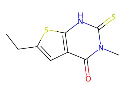 6-ethyl-3-methyl-2-sulfanyl-3H,4H-thieno[2,3-d]pyrimidin-4-one structure