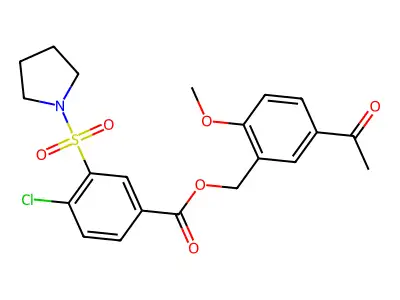(5-Acetyl-2-methoxyphenyl)methyl 4-chloro-3-(1-pyrrolidinylsulfonyl)benzoate structure