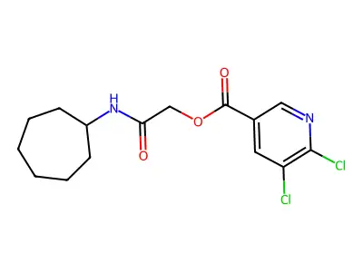 (Cycloheptylcarbamoyl)methyl 5,6-dichloropyridine-3-carboxylate structure
