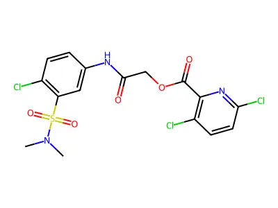 [2-[4-chloro-3-(dimethylsulfamoyl)anilino]-2-oxoethyl] 3,6-dichloropyridine-2-carboxylate structure