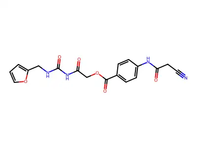 [2-(Furan-2-ylmethylcarbamoylamino)-2-oxoethyl] 4-[(2-cyanoacetyl)amino]benzoate structure