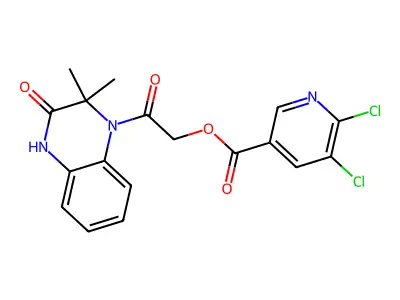 [2-(2,2-dimethyl-3-oxo-4H-quinoxalin-1-yl)-2-oxoethyl] 5,6-dichloropyridine-3-carboxylate structure