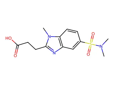 3-(5-(dimethylsulfamoyl)-1-methyl-1H-1,3-benzodiazol-2-yl)propanoic acid structure