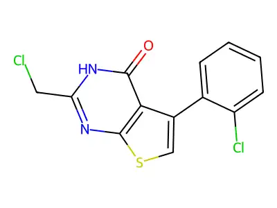 2-(chloromethyl)-5-(2-chlorophenyl)-3H,4H-thieno[2,3-d]pyrimidin-4-one structure
