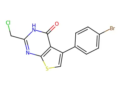 5-(4-bromophenyl)-2-(chloromethyl)-3H,4H-thieno(2,3-d)pyrimidin-4-one structure