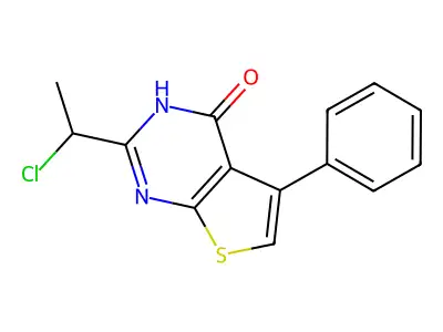 2-(1-chloroethyl)-5-phenylthieno[2,3-d]pyrimidin-4(3H)-one structure