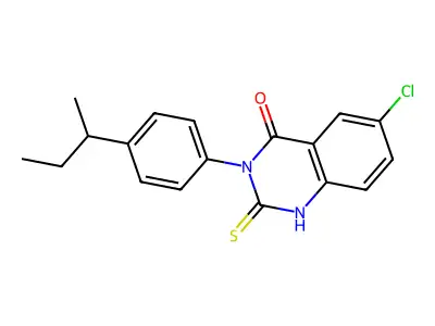 3-[4-(Butan-2-yl)phenyl]-6-chloro-2-sulfanyl-3,4-dihydroquinazolin-4-one structure