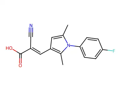 2-cyano-3-[1-(4-fluorophenyl)-2,5-dimethyl-1H-pyrrol-3-yl]prop-2-enoic acid structure