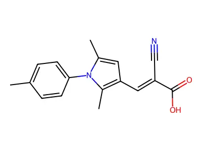 2-cyano-3-[2,5-dimethyl-1-(4-methylphenyl)-1H-pyrrol-3-yl]prop-2-enoic acid structure