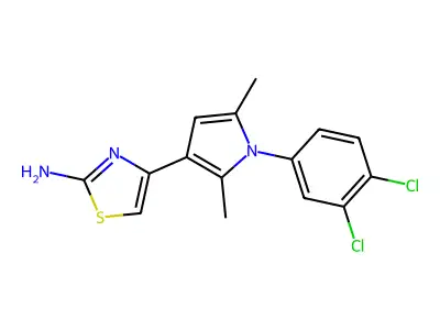 4-[1-(3,4-dichlorophenyl)-2,5-dimethyl-1H-pyrrol-3-yl]-1,3-thiazol-2-amine structure