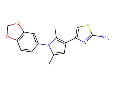 4-[1-(2H-1,3-benzodioxol-5-yl)-2,5-dimethyl-1H-pyrrol-3-yl]-1,3-thiazol-2-amine structure