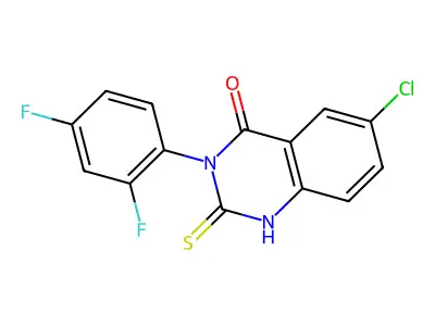 6-Chloro-3-(2,4-difluorophenyl)-2-sulfanyl-3,4-dihydroquinazolin-4-one structure