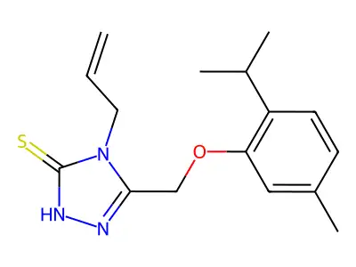 5-[5-methyl-2-(propan-2-yl)phenoxymethyl]-4-(prop-2-en-1-yl)-4H-1,2,4-triazole-3-thiol structure