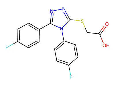 2-{[bis(4-fluorophenyl)-4H-1,2,4-triazol-3-yl]sulfanyl}acetic acid structure