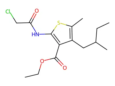 Ethyl 2-(2-chloroacetamido)-5-methyl-4-(2-methylbutyl)thiophene-3-carboxylate structure