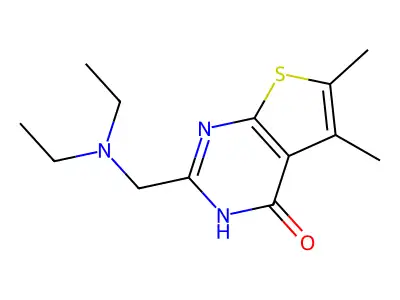2-(diethylaminomethyl)-5,6-dimethyl-3H-thieno[2,3-d]pyrimidin-4-one structure