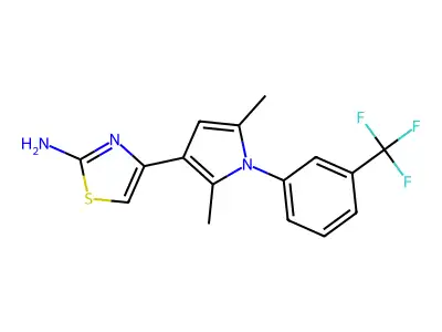 4-{2,5-dimethyl-1-[3-(trifluoromethyl)phenyl]-1H-pyrrol-3-yl}-1,3-thiazol-2-amine structure
