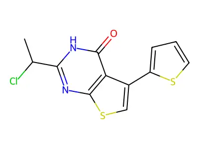 2-(1-chloroethyl)-5-(thiophen-2-yl)-3H,4H-thieno[2,3-d]pyrimidin-4-one structure