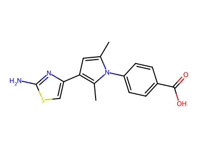 4-[3-(2-Amino-4-thiazolyl)-2,5-dimethyl-1H-pyrrol-1-yl]benzoic acid structure