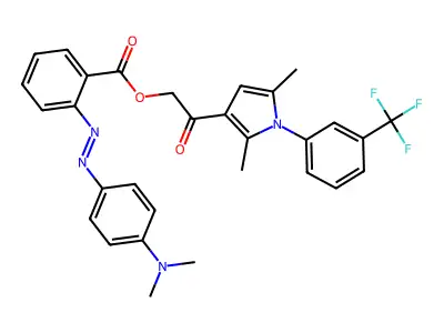 Benzoic acid, 2-[2-[4-(dimethylamino)phenyl]diazenyl]-, 2-[2,5-dimethyl-1-[3-(trifluoromethyl)phenyl]-1H-pyrrol-3-yl]-2-oxoethyl ester structure