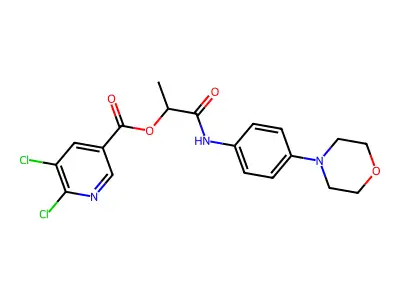 1-{[4-(Morpholin-4-yl)phenyl]carbamoyl}ethyl 5,6-dichloropyridine-3-carboxylate structure
