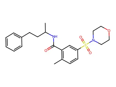 2-methyl-5-morpholin-4-ylsulfonyl-N-(4-phenylbutan-2-yl)benzamide structure