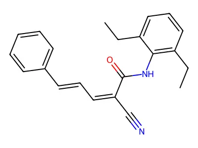 2-cyano-N-(2,6-diethylphenyl)-5-phenylpenta-2,4-dienamide structure