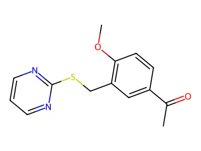 1-{4-Methoxy-3-[(pyrimidin-2-ylsulfanyl)methyl]phenyl}ethan-1-one structure