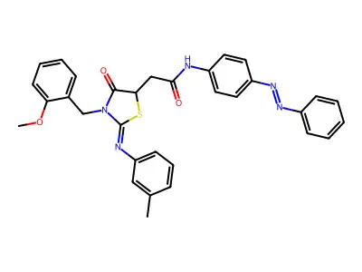 5-Thiazolidineacetamide, 3-[(2-methoxyphenyl)methyl]-2-[(3-methylphenyl)imino]-4-oxo-N-[4-(2-phenyldiazenyl)phenyl]- structure