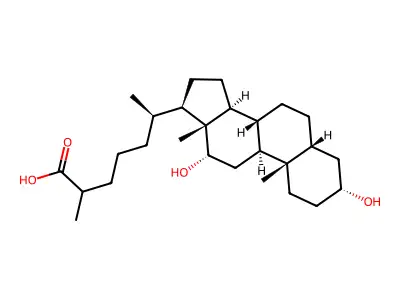 3alpha,12alpha-Dihydroxy-5beta-cholestan-26-oic acid structure