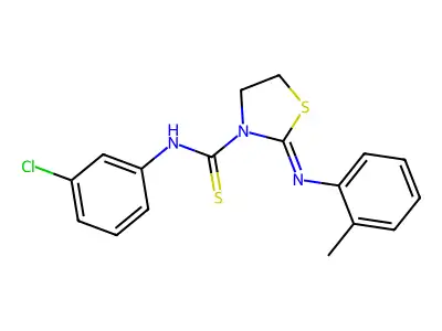 N-(3-chlorophenyl)-2-[(2-methylphenyl)imino]-1,3-thiazolane-3-carbothioamide structure