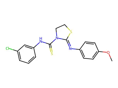 N-(3-chlorophenyl)-2-[(4-methoxyphenyl)imino]-1,3-thiazolane-3-carbothioamide structure