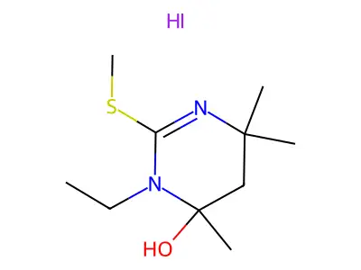 3-Ethyl-2-methylthio-4,6,6-trimethyl-3,4,5,6-tetrahydro-4-pyrimidinol hydriodide structure