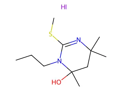 2-Methylthio-3-propyl-4,6,6-trimethyl-3,4,5,6-tetrahydro-4-pyrimidinol hydriodide structure