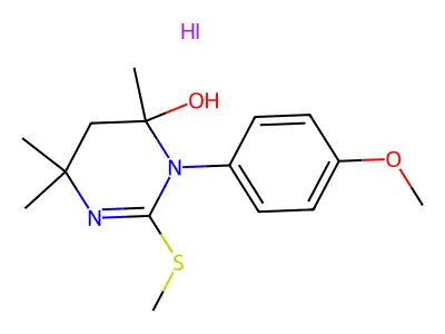 4-Pyrimidinol, 3,4,5,6-tetrahydro-3-(p-methoxyphenyl)-2-methylthio-4,6,6-trimethyl-, hydriodide structure