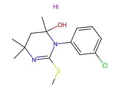 4-Pyrimidinol, 3,4,5,6-tetrahydro-3-(m-chlorophenyl)-2-methylthio-4,6,6-trimethyl-, hydriodide structure