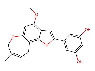 5-(7,10-Dihydro-4-methoxy-8-methylfuro(2,3-g)(1)benzoxepin-2-yl)-1,3-benzenediol structure