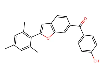 Methanone, (4-hydroxyphenyl)(2-(2,4,6-trimethylphenyl)-6-benzofuranyl)- structure